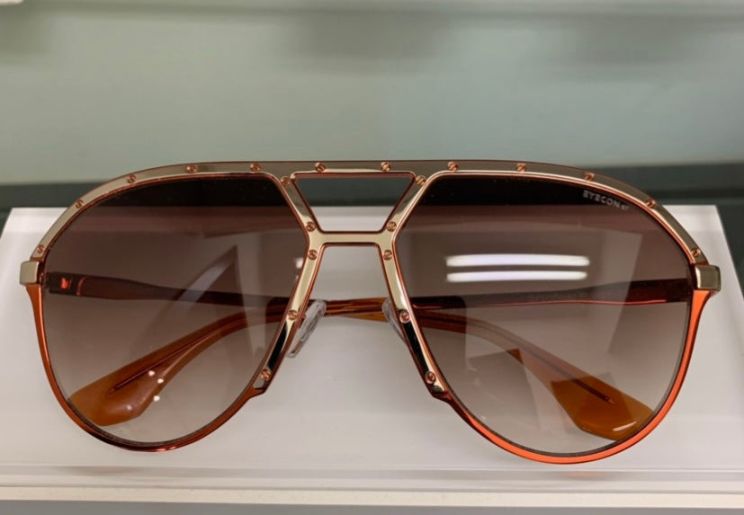 Model Elvis 1 -Rust Aviator sunglasses with metallic plate